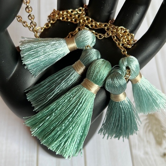 NWT Miss Ivory Pearl Tassel Necklace Golf Turquoise - Picture 3 of 5